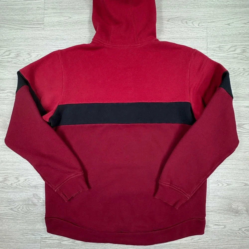 Adidas Men's Hoodie Pullover Red Large Colorblock Logo Sweatshirt‎
